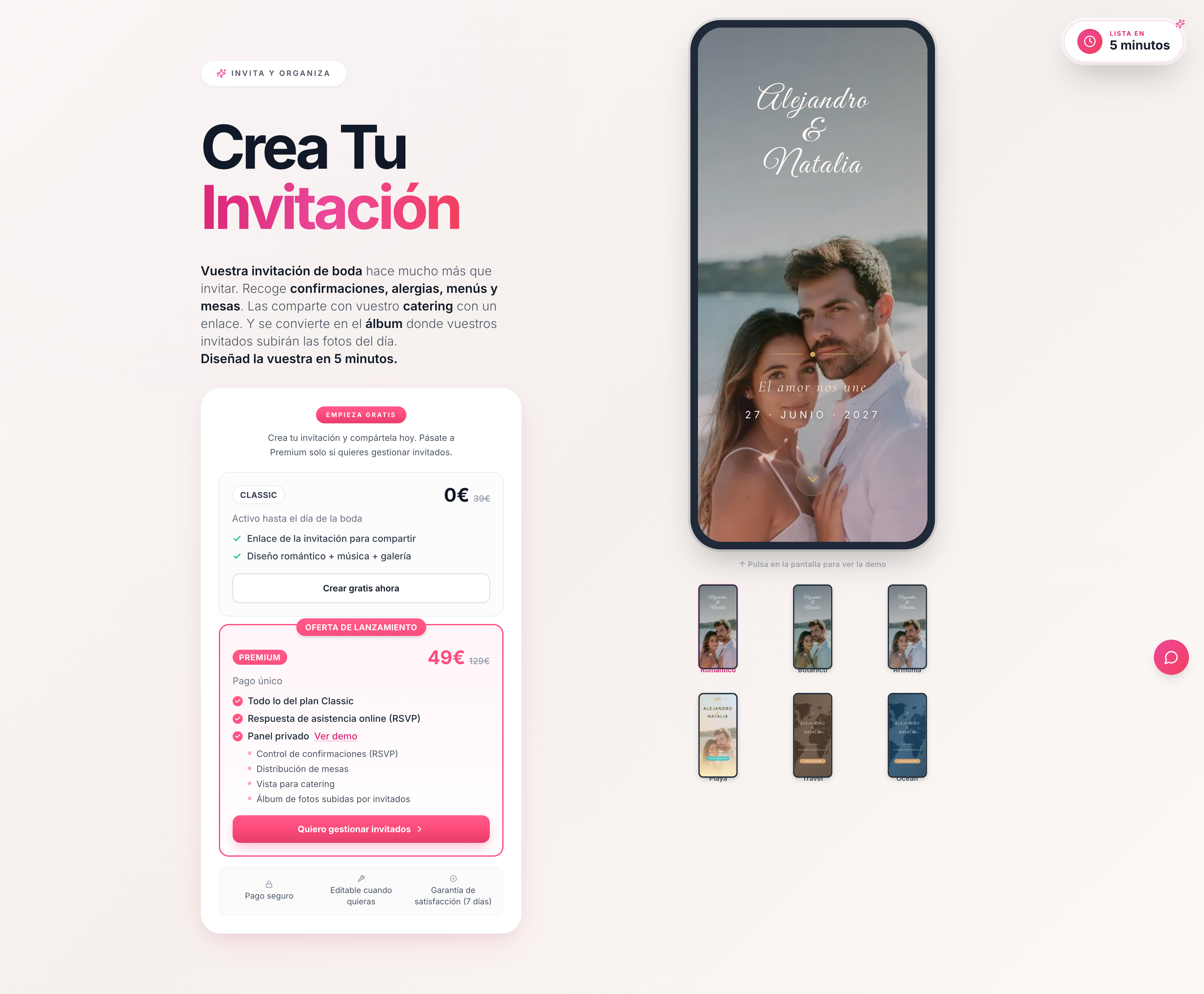 Plataforma digital de boda